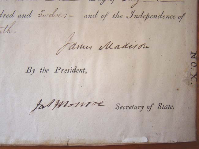 An important WAR OF 1812 appointment signed  by President James Madison (and James Monroe) naming Henry A.S. Dearborn, son of the famous Henry Dearborn of Revolutionary War fame, as Collector of Customs for the Ports of Boston and Charlestown. — image 4